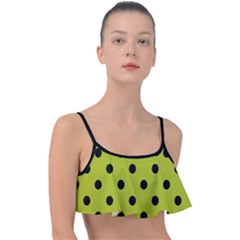 Large Black Polka Dots On Acid Green - Frill Bikini Top by FashionLane