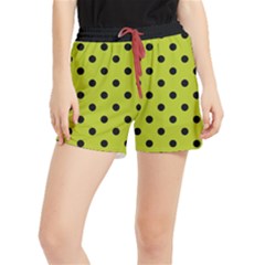 Large Black Polka Dots On Acid Green - Runner Shorts by FashionLane