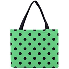 Large Black Polka Dots On Algae Green - Mini Tote Bag by FashionLane