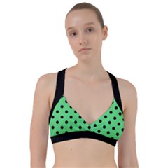 Large Black Polka Dots On Algae Green - Sweetheart Sports Bra by FashionLane