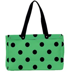 Large Black Polka Dots On Algae Green - Canvas Work Bag by FashionLane