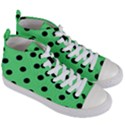 Large Black Polka Dots On Algae Green - Women s Mid-Top Canvas Sneakers View3