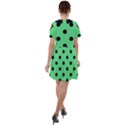 Large Black Polka Dots On Algae Green - Short Sleeve Shoulder Cut Out Dress  View2