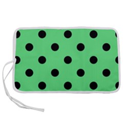 Large Black Polka Dots On Algae Green - Pen Storage Case (m) by FashionLane