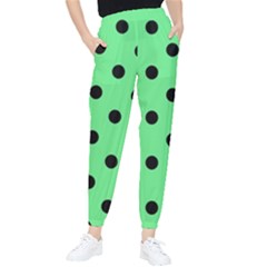 Large Black Polka Dots On Algae Green - Tapered Pants by FashionLane