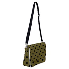 Large Black Polka Dots On Antique Bronze - Shoulder Bag With Back Zipper by FashionLane