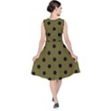 Large Black Polka Dots On Antique Bronze - V-Neck Midi Sleeveless Dress  View2