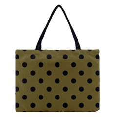 Large Black Polka Dots On Antique Bronze - Medium Tote Bag by FashionLane