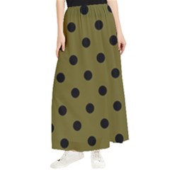 Large Black Polka Dots On Antique Bronze - Maxi Chiffon Skirt