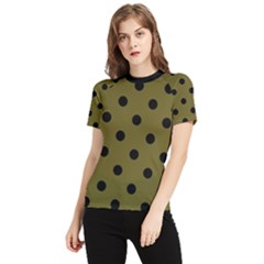 Large Black Polka Dots On Antique Bronze - Women s Short Sleeve Rash Guard