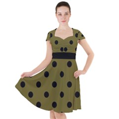 Large Black Polka Dots On Antique Bronze - Cap Sleeve Midi Dress by FashionLane