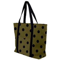 Large Black Polka Dots On Antique Bronze - Zip Up Canvas Bag by FashionLane