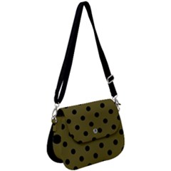 Large Black Polka Dots On Antique Bronze - Saddle Handbag by FashionLane