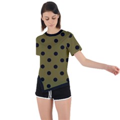 Large Black Polka Dots On Antique Bronze - Asymmetrical Short Sleeve Sports Tee