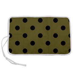 Large Black Polka Dots On Antique Bronze - Pen Storage Case (m)