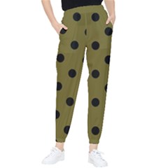 Large Black Polka Dots On Antique Bronze - Tapered Pants