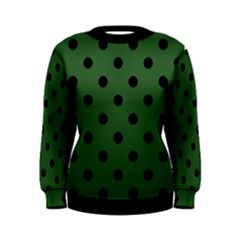 Large Black Polka Dots On Basil Green - Women s Sweatshirt by FashionLane