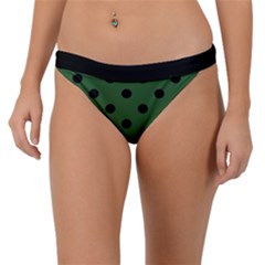 Large Black Polka Dots On Basil Green - Band Bikini Bottom by FashionLane