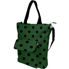 Large Black Polka Dots On Basil Green - Shoulder Tote Bag by FashionLane