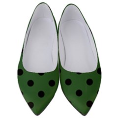 Large Black Polka Dots On Basil Green - Women s Low Heels by FashionLane