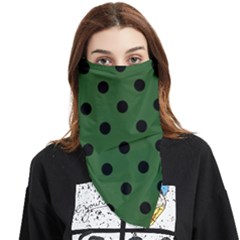 Large Black Polka Dots On Basil Green - Face Covering Bandana (triangle)