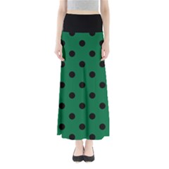 Large Black Polka Dots On Cadmium Green - Full Length Maxi Skirt by FashionLane