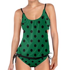 Large Black Polka Dots On Cadmium Green - Tankini Set by FashionLane