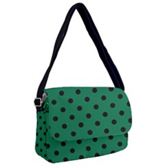 Large Black Polka Dots On Cadmium Green - Courier Bag by FashionLane