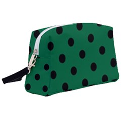 Large Black Polka Dots On Cadmium Green - Wristlet Pouch Bag (large) by FashionLane