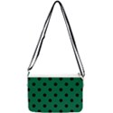 Large Black Polka Dots On Cadmium Green - Double Gusset Crossbody Bag View1