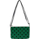 Large Black Polka Dots On Cadmium Green - Double Gusset Crossbody Bag View2