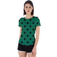 Large Black Polka Dots On Cadmium Green - Back Cut Out Sport Tee by FashionLane