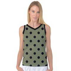 Large Black Polka Dots On Calliste Green - Women s Basketball Tank Top by FashionLane