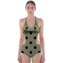 Large Black Polka Dots On Calliste Green - Cut-Out One Piece Swimsuit View1