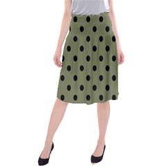 Large Black Polka Dots On Calliste Green - Midi Beach Skirt by FashionLane