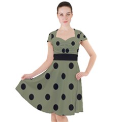 Large Black Polka Dots On Calliste Green - Cap Sleeve Midi Dress by FashionLane