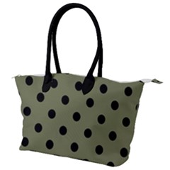 Large Black Polka Dots On Calliste Green - Canvas Shoulder Bag by FashionLane