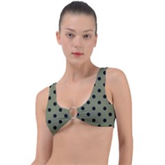 Large Black Polka Dots On Calliste Green - Ring Detail Bikini Top by FashionLane