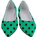 Large Black Polka Dots On Caribbean Green - Women s Block Heels  View1