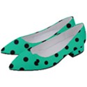 Large Black Polka Dots On Caribbean Green - Women s Block Heels  View2