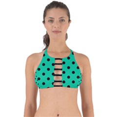 Large Black Polka Dots On Caribbean Green - Perfectly Cut Out Bikini Top by FashionLane