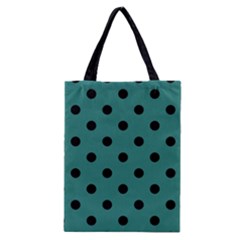 Large Black Polka Dots On Celadon Green - Classic Tote Bag by FashionLane