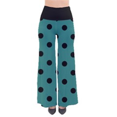 Large Black Polka Dots On Celadon Green - So Vintage Palazzo Pants by FashionLane