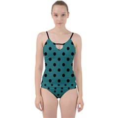 Large Black Polka Dots On Celadon Green - Cut Out Top Tankini Set by FashionLane