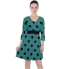 Large Black Polka Dots On Celadon Green - Ruffle Dress by FashionLane