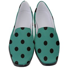 Large Black Polka Dots On Celadon Green - Women s Classic Loafer Heels by FashionLane