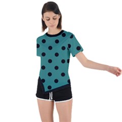 Large Black Polka Dots On Celadon Green - Asymmetrical Short Sleeve Sports Tee