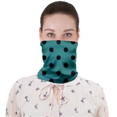 Large Black Polka Dots On Celadon Green - Face Covering Bandana (adult)