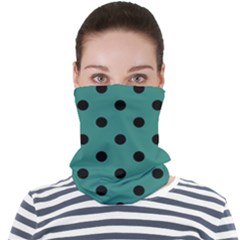 Large Black Polka Dots On Celadon Green - Face Seamless Bandana (adult)