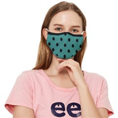 Large Black Polka Dots On Celadon Green - Fitted Cloth Face Mask (adult)